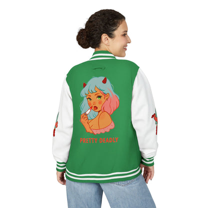 Pretty Deadly Demon Girl Letterman Jacket — Retro Anime Varsity Jacket
