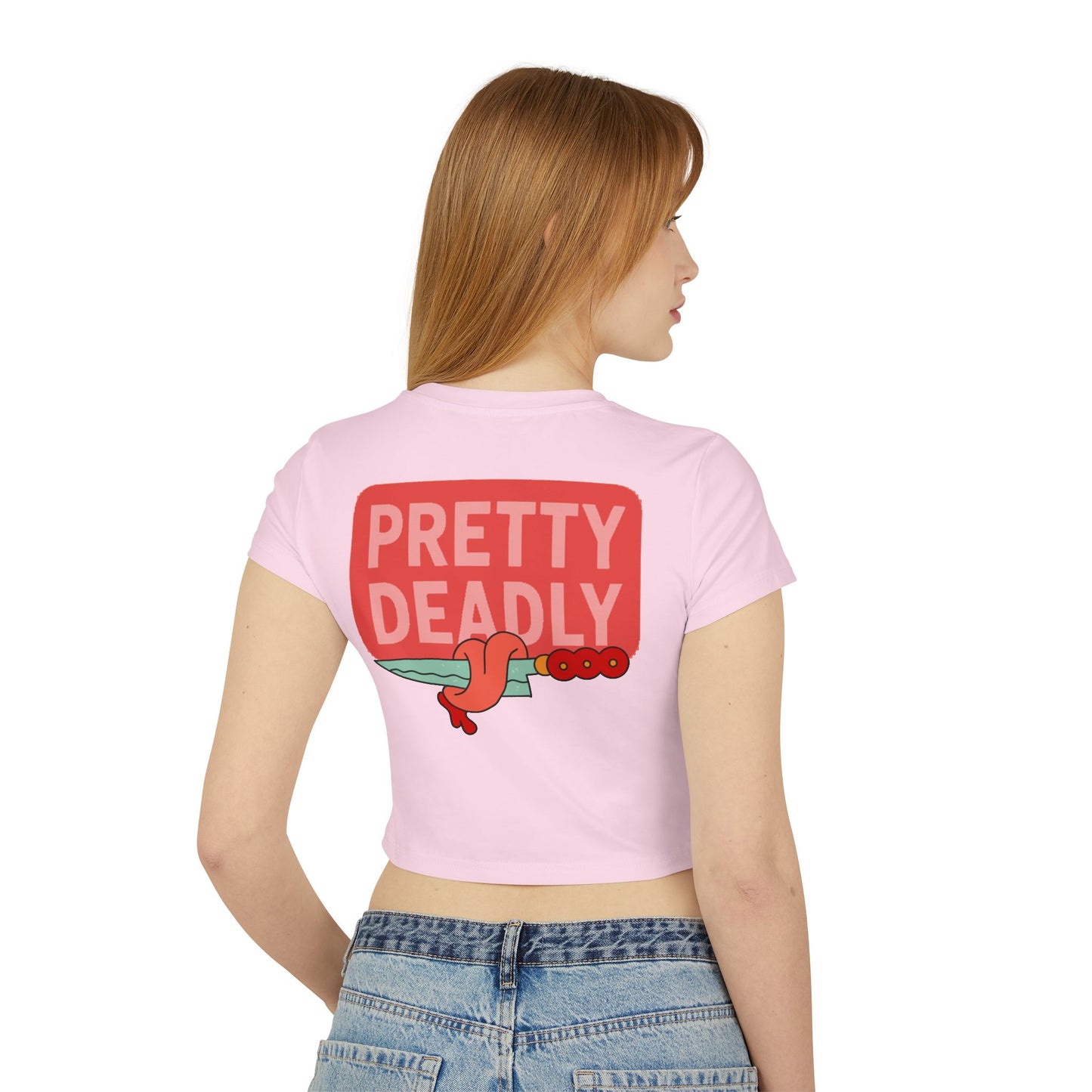 Pretty Deadly Crop Tee — Cute Boxing Girl Graphic Women's Baby Tee