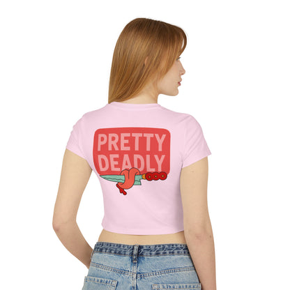 Pretty Deadly Crop Tee — Cute Boxing Girl Graphic Women's Baby Tee
