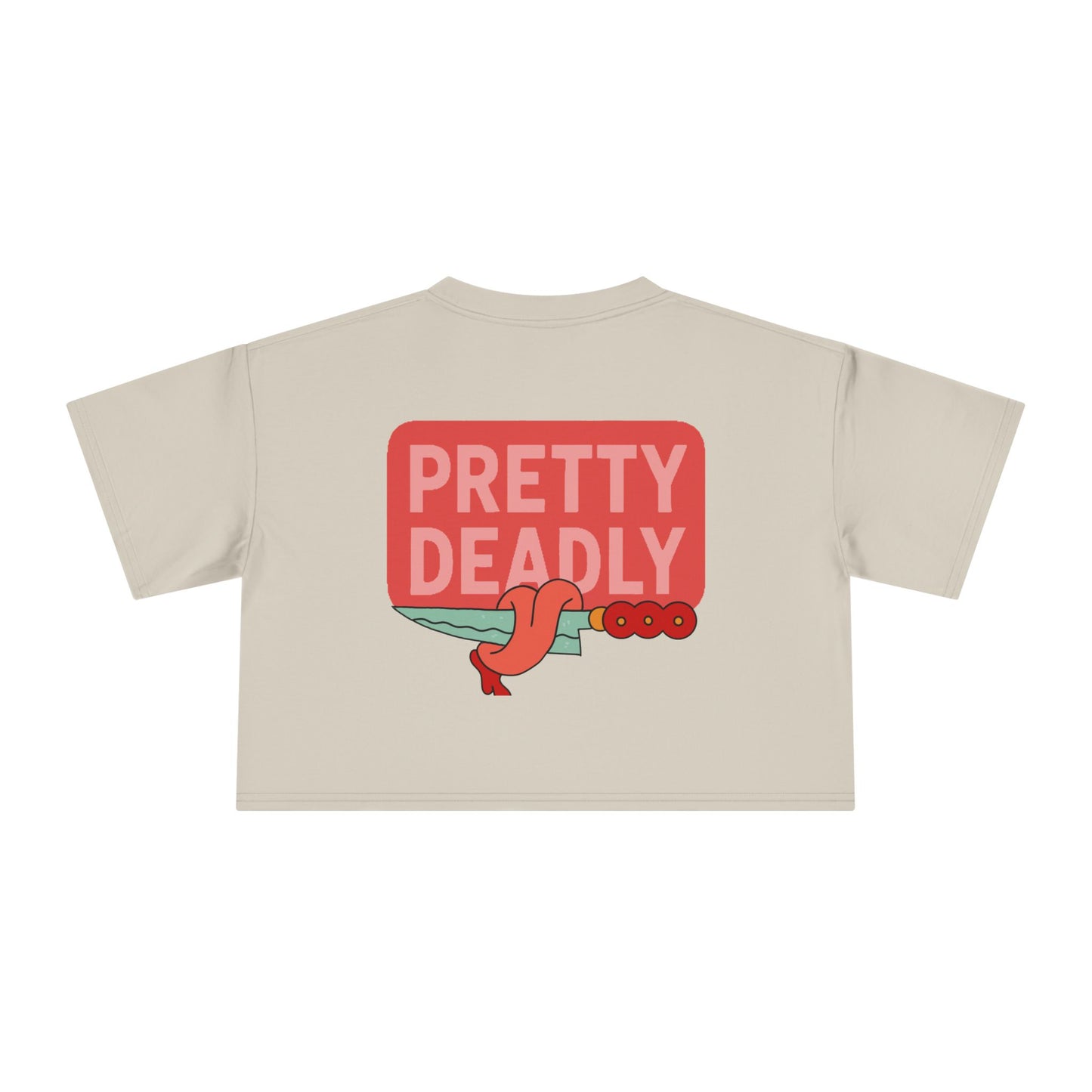 Pretty Deadly Crop Tee — Cute Pink Boxer Graphic Women's Crop Top