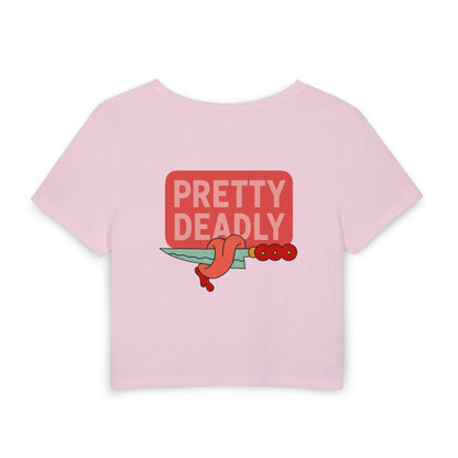 Pretty Deadly Crop Tee — Cute Boxing Girl Graphic Women's Baby T‑Shirt