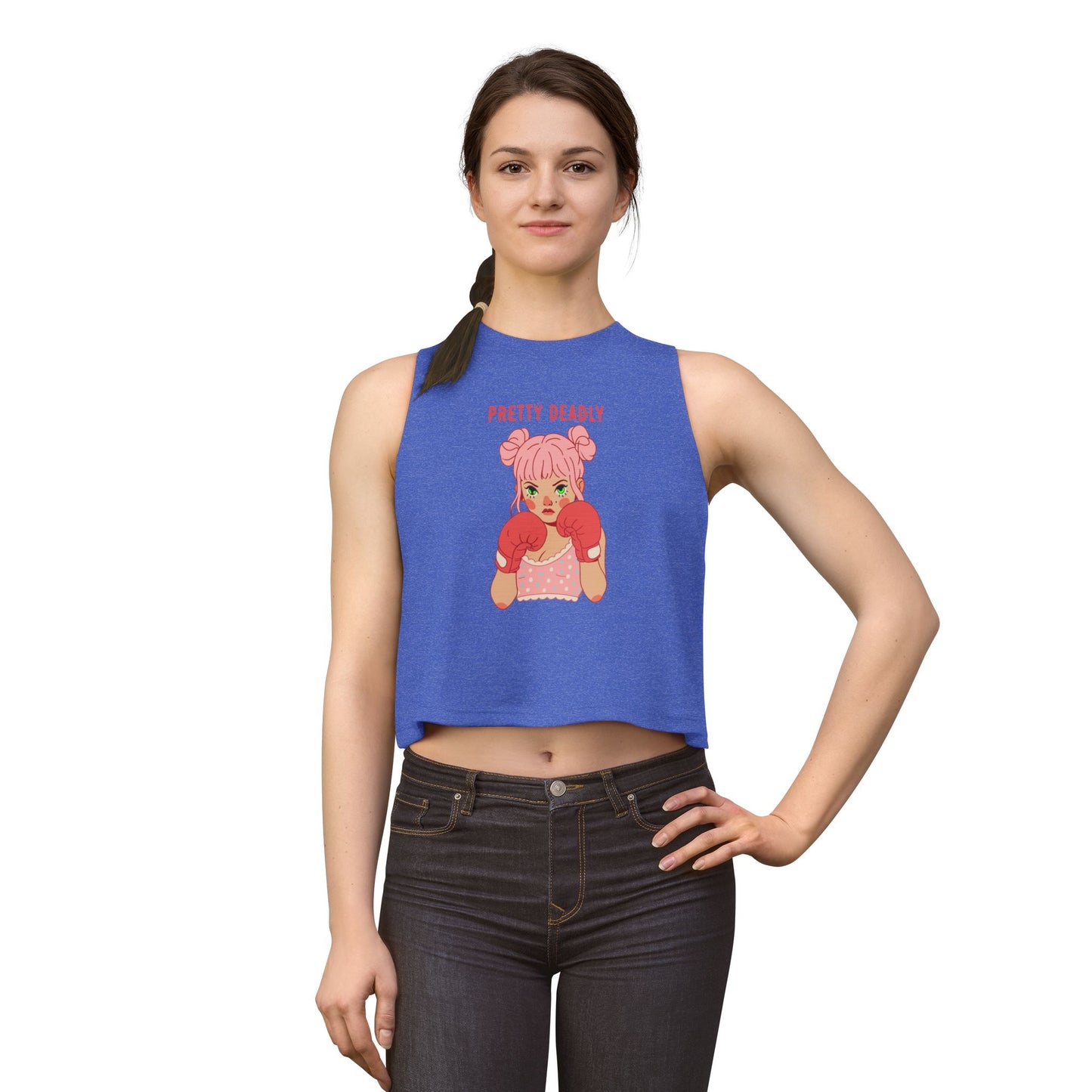 Pretty Deadly Women's Crop Top — Cute Pink Boxer Graphic Tank