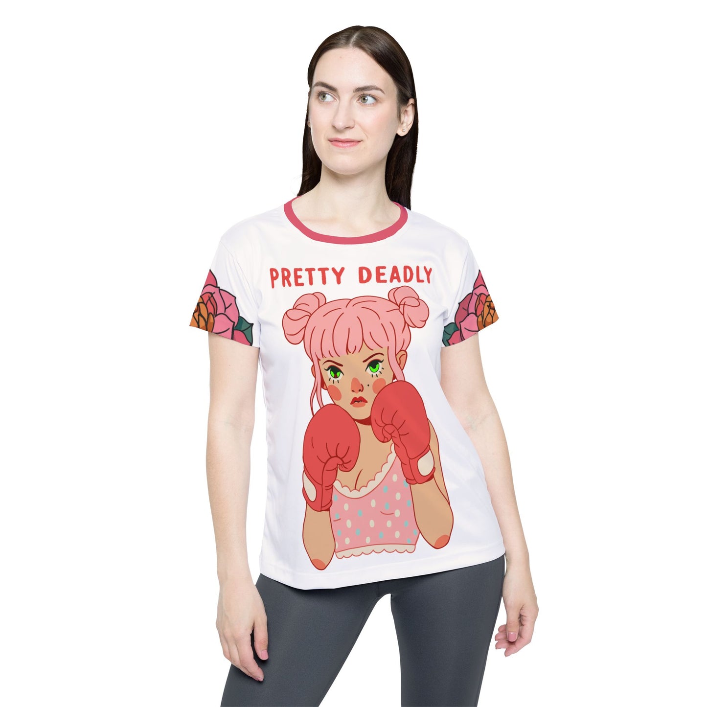 Pretty Deadly Women's Sports Jersey — Floral Boxing Graphic Athletic Tee
