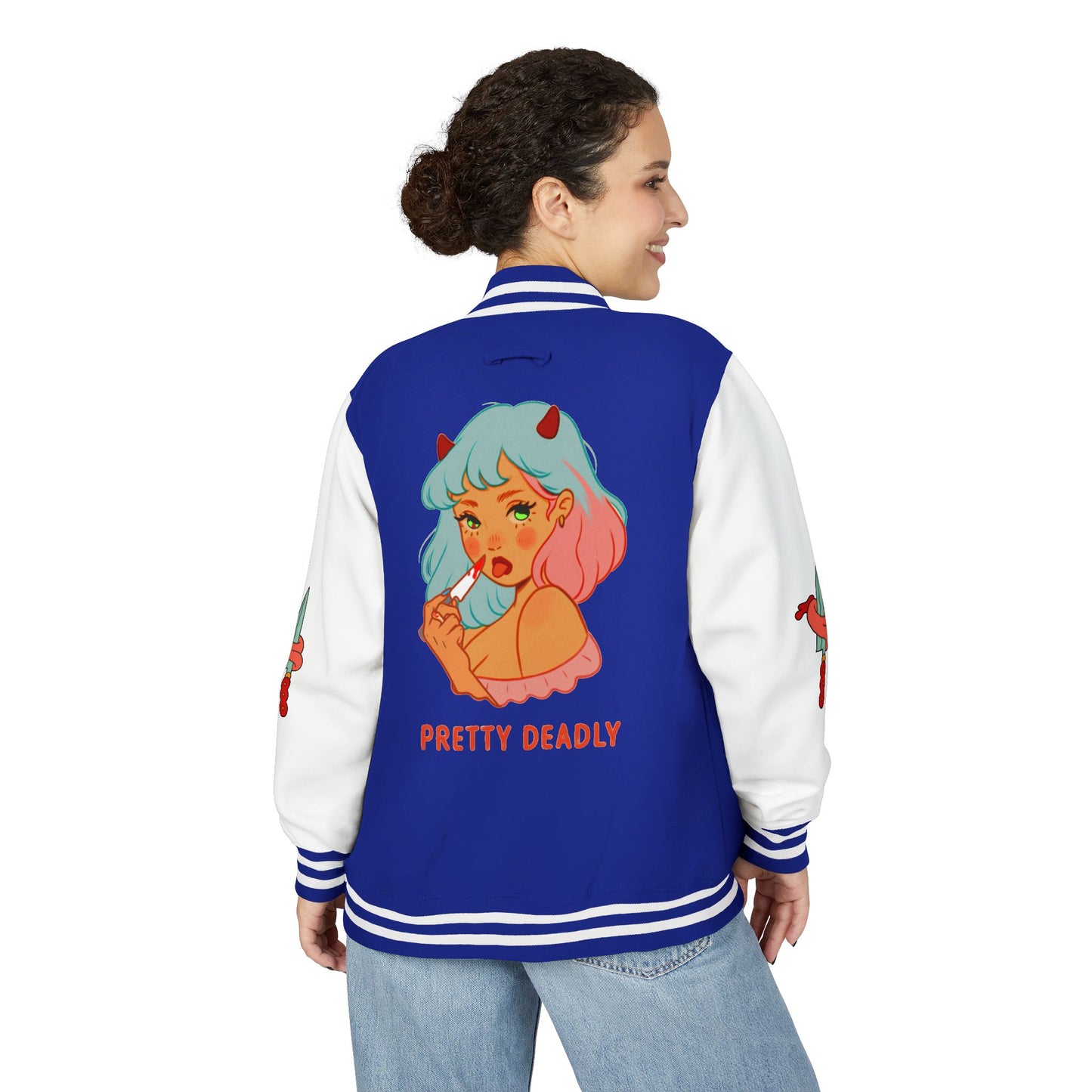 Pretty Deadly Demon Girl Letterman Jacket — Retro Anime Varsity Jacket