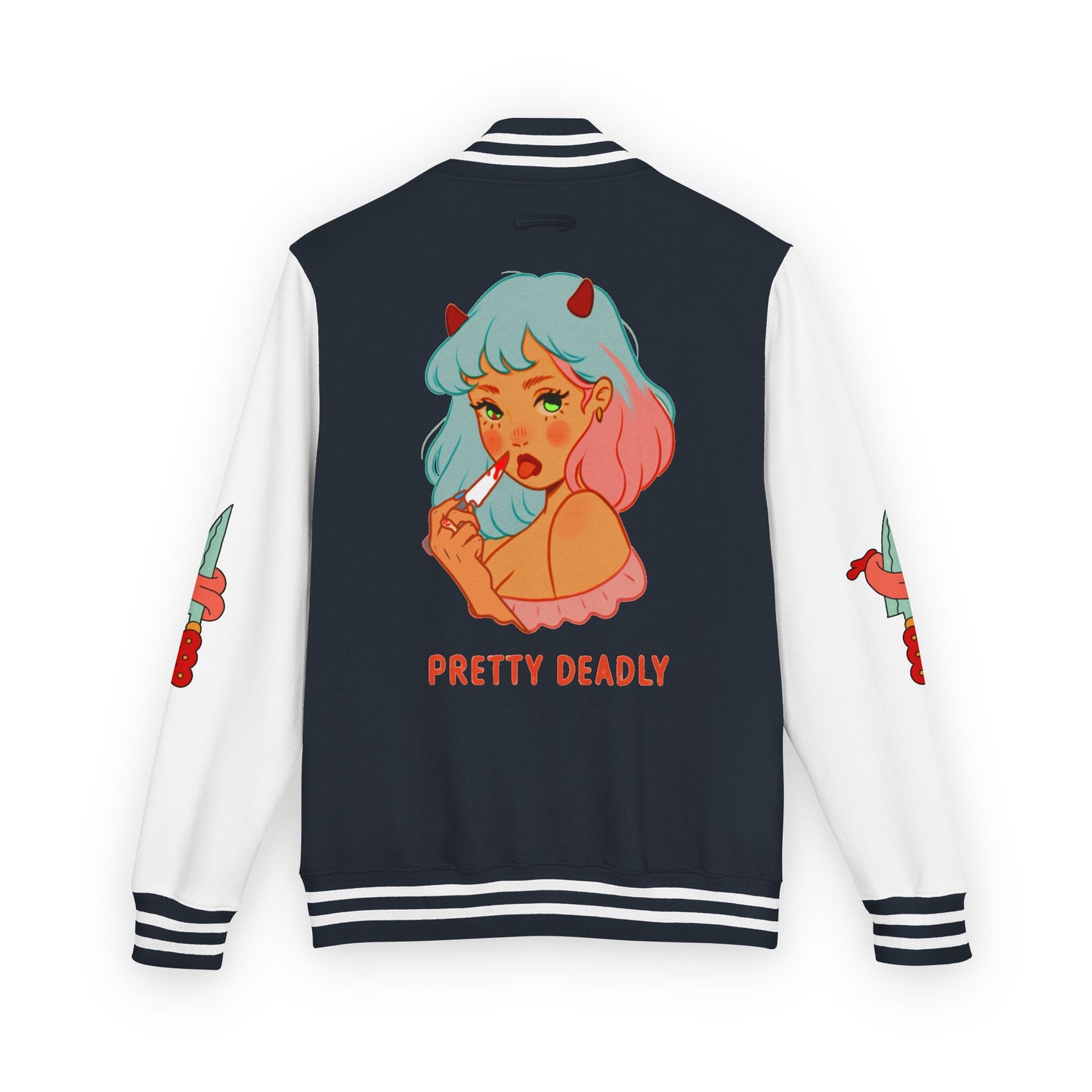 Pretty Deadly Demon Girl Letterman Jacket — Retro Anime Varsity Jacket