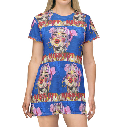 Pop Art 'Kiss-Off' All-Over Print T-Shirt Dress