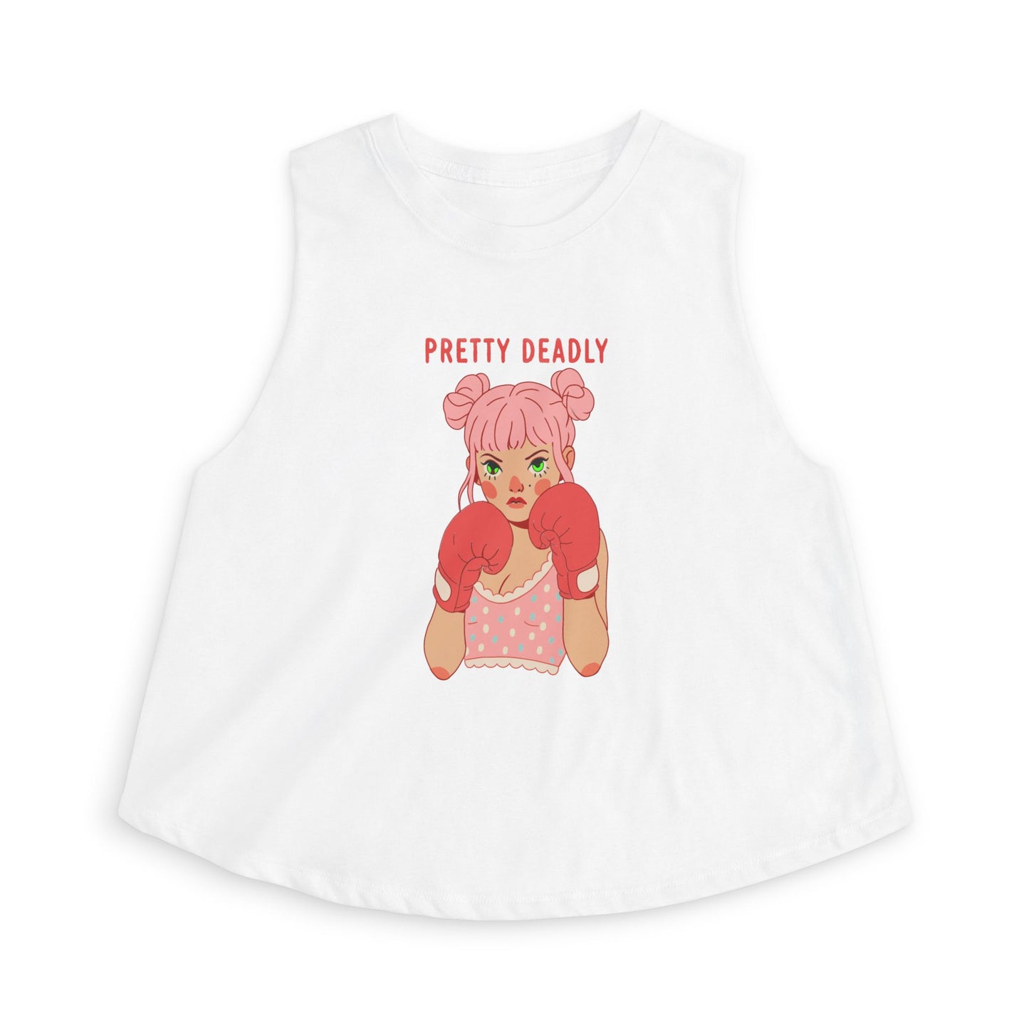 Pretty Deadly Women's Crop Top — Cute Pink Boxer Graphic Tank