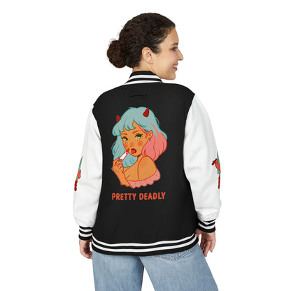 Pretty Deadly Demon Girl Letterman Jacket — Retro Anime Varsity Jacket