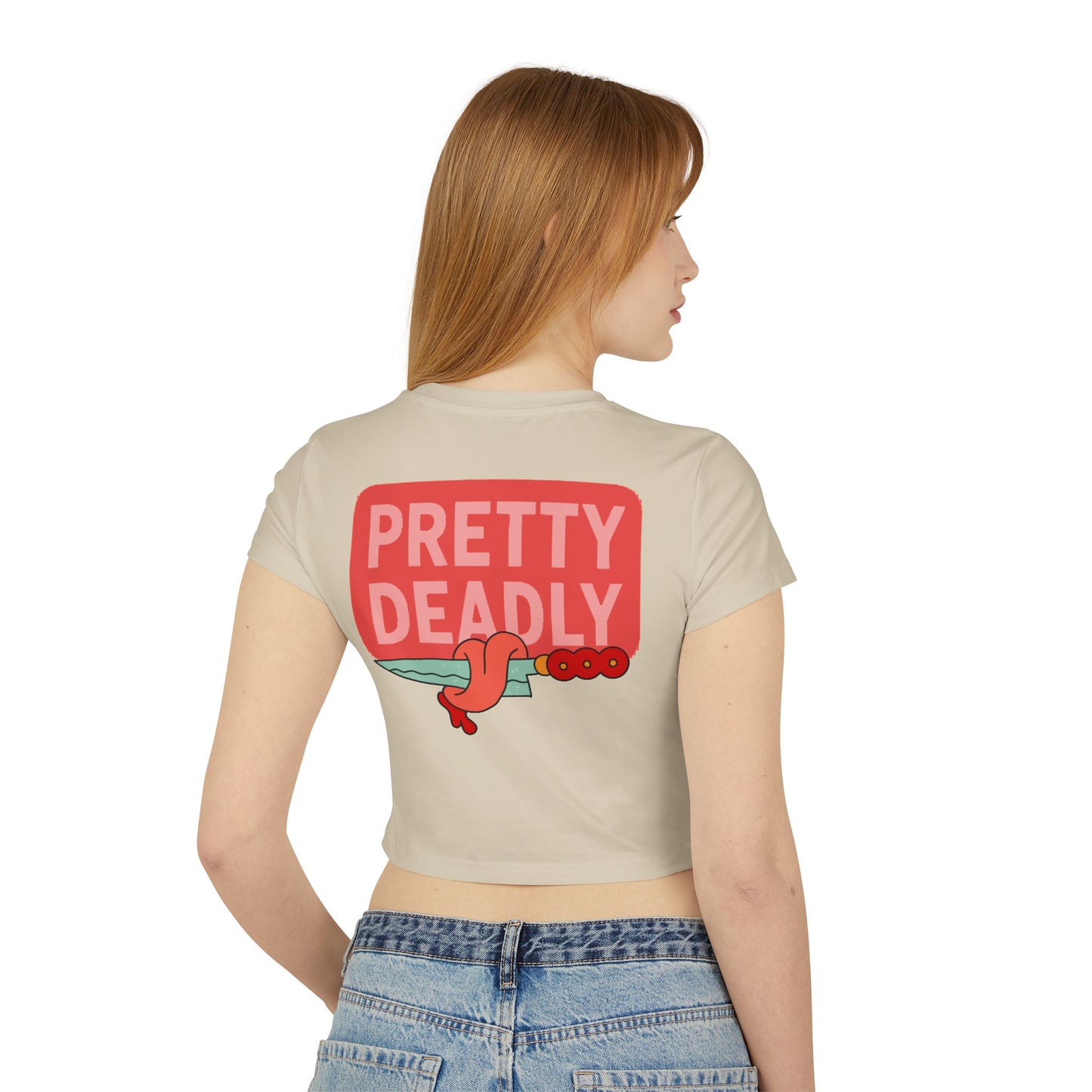 Pretty Deadly Crop Tee — Cute Boxing Girl Graphic Women's Baby Tee