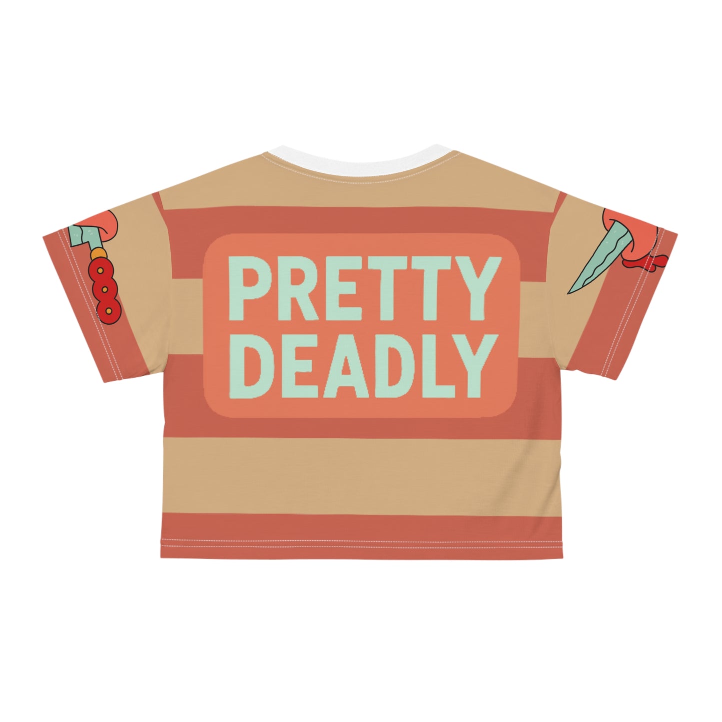 Pretty Deadly Striped Crop Tee — Flaming Monster Graphic