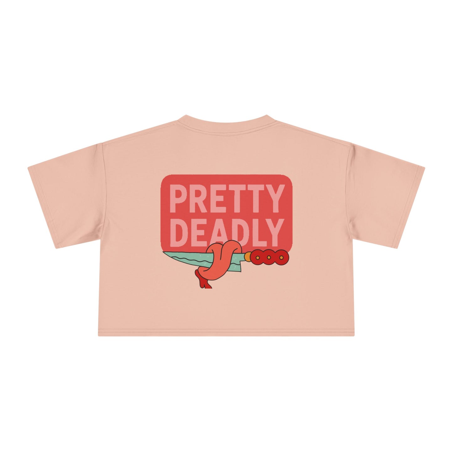 Pretty Deadly Crop Tee — Cute Pink Boxer Graphic Women's Crop Top