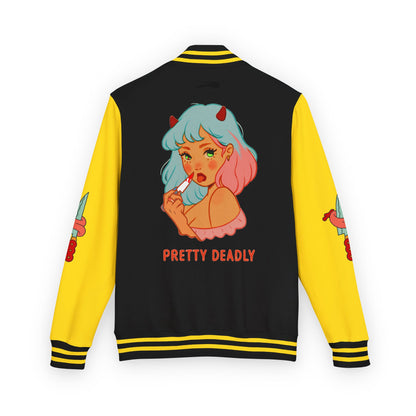 Pretty Deadly Demon Girl Letterman Jacket — Retro Anime Varsity Jacket