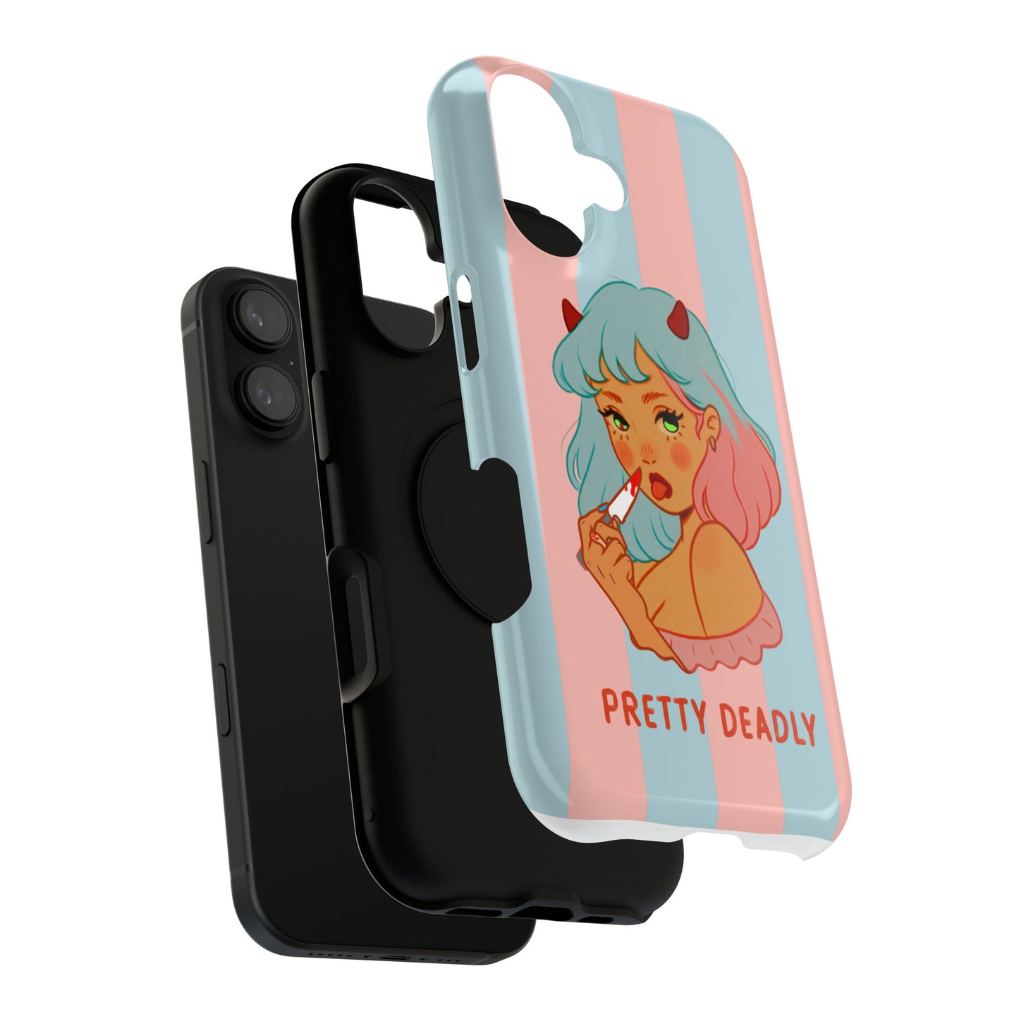Pretty Deadly Devil Girl Phone Case — Impact-Resistant Cute Pastel iPhone Cover