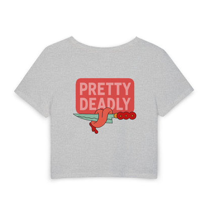 Pretty Deadly Crop Tee — Cute Boxing Girl Graphic Women's Baby T‑Shirt