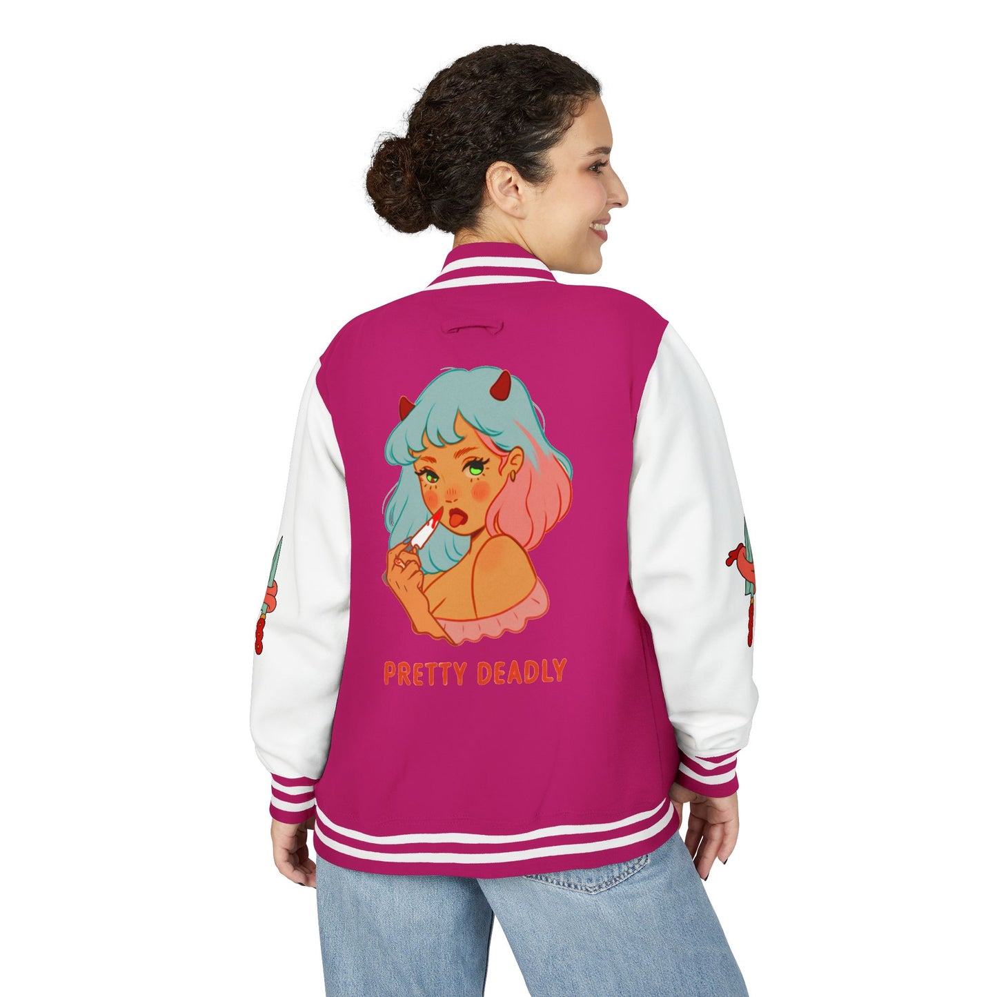 Pretty Deadly Demon Girl Letterman Jacket — Retro Anime Varsity Jacket