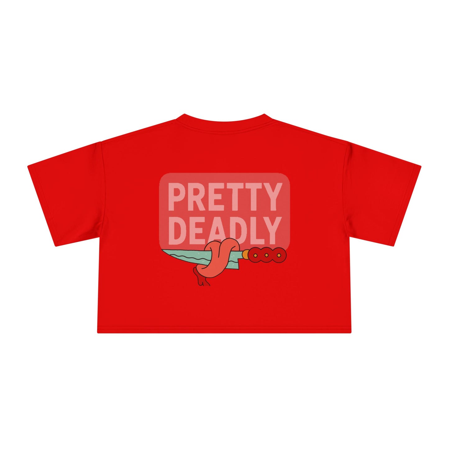 Pretty Deadly Crop Tee — Cute Pink Boxer Graphic Women's Crop Top