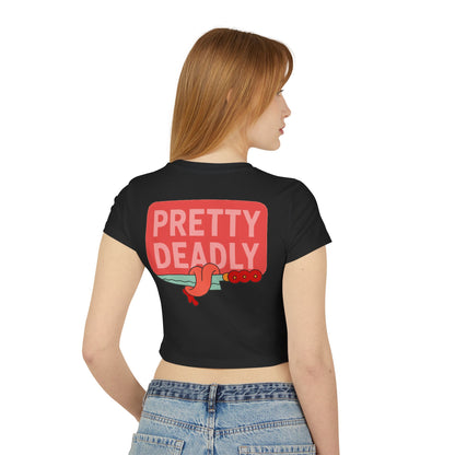 Pretty Deadly Crop Tee — Cute Boxing Girl Graphic Women's Baby Tee