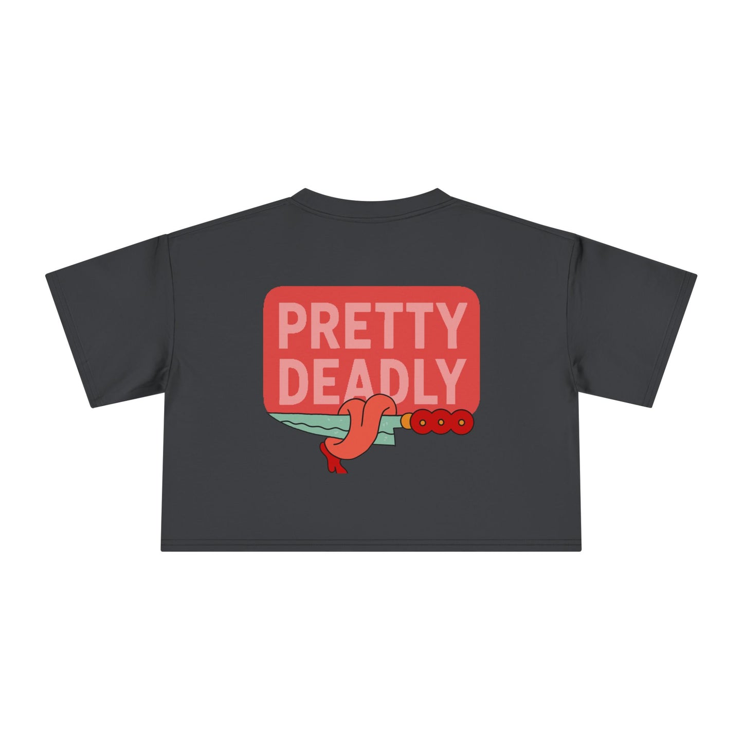 Pretty Deadly Crop Tee — Cute Pink Boxer Graphic Women's Crop Top