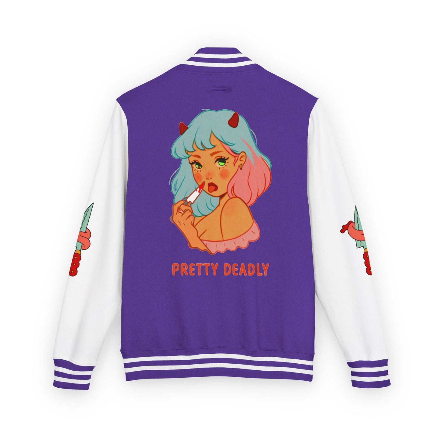 Pretty Deadly Demon Girl Letterman Jacket — Retro Anime Varsity Jacket