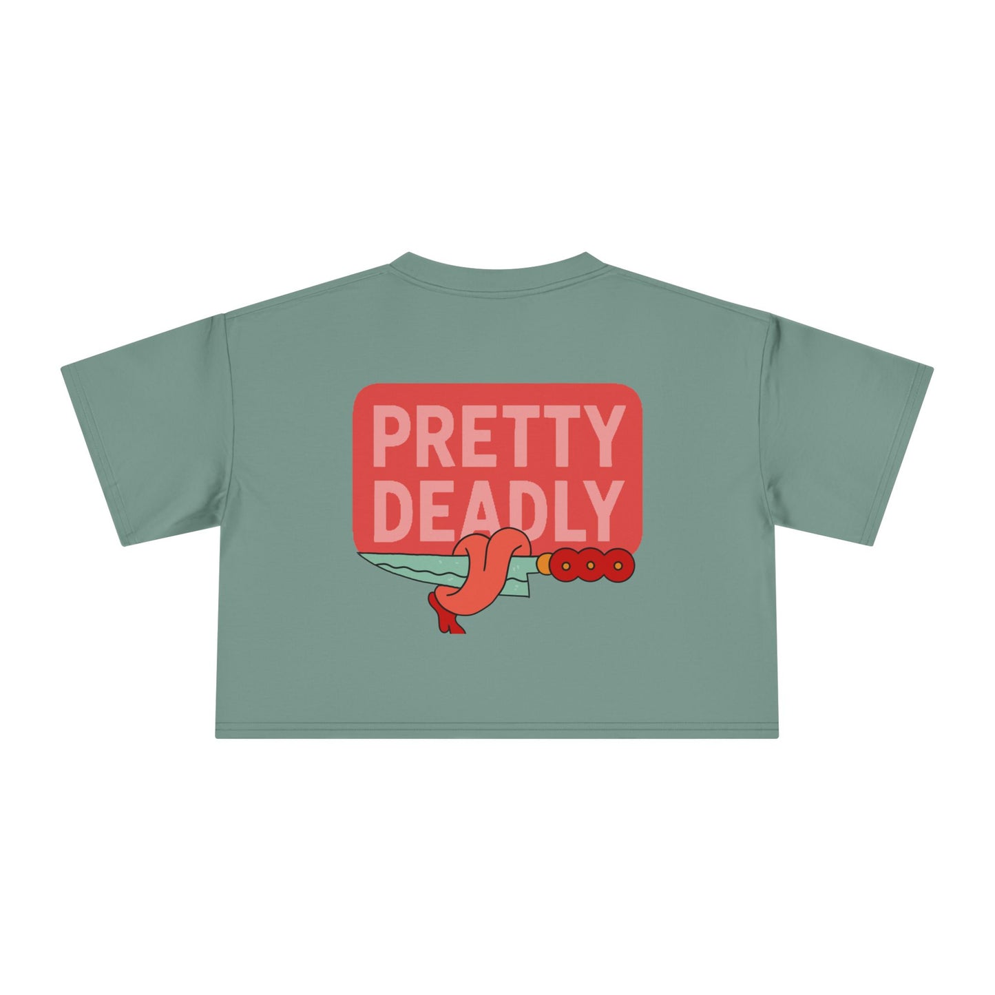 Pretty Deadly Crop Tee — Cute Pink Boxer Graphic Women's Crop Top