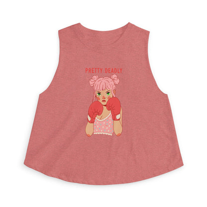 Pretty Deadly Women's Crop Top — Cute Pink Boxer Graphic Tank