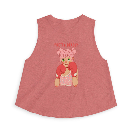 Pretty Deadly Women's Crop Top — Cute Pink Boxer Graphic Tank