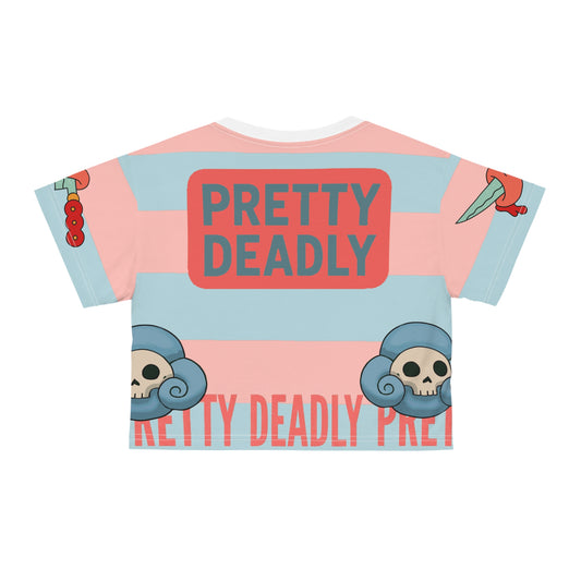 Pretty Deadly Bun Crop Tee - Gas Mask Bun Graphic Crop Top