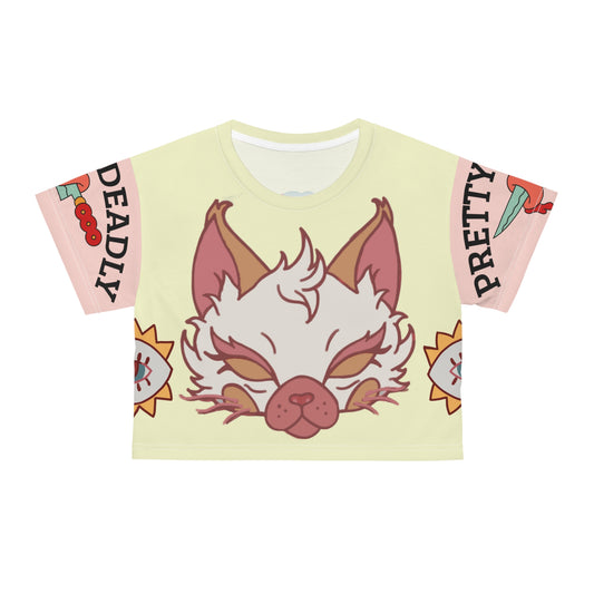 Pretty Deadly Crop Tee — Cute Devil Girl Graphic Crop Top