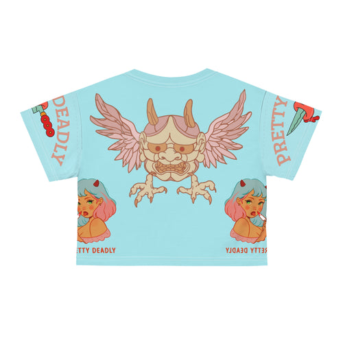 Copy of Pretty Deadly Winged Mask Crop Tee — Retro Kawaii Graphic Crop Top