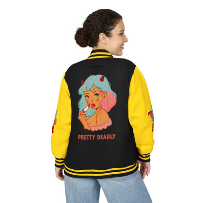 Pretty Deadly Demon Girl Letterman Jacket — Retro Anime Varsity Jacket