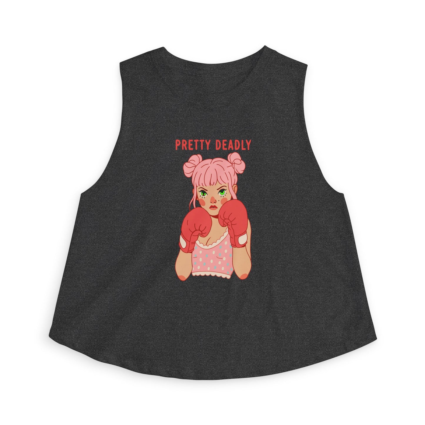Pretty Deadly Women's Crop Top — Cute Pink Boxer Graphic Tank