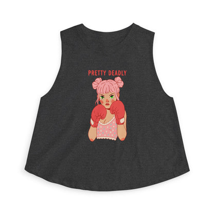 Pretty Deadly Women's Crop Top — Cute Pink Boxer Graphic Tank
