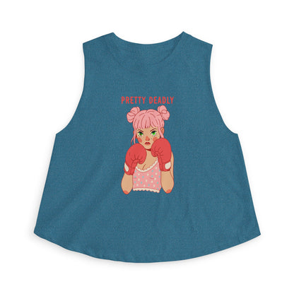 Pretty Deadly Women's Crop Top — Cute Pink Boxer Graphic Tank