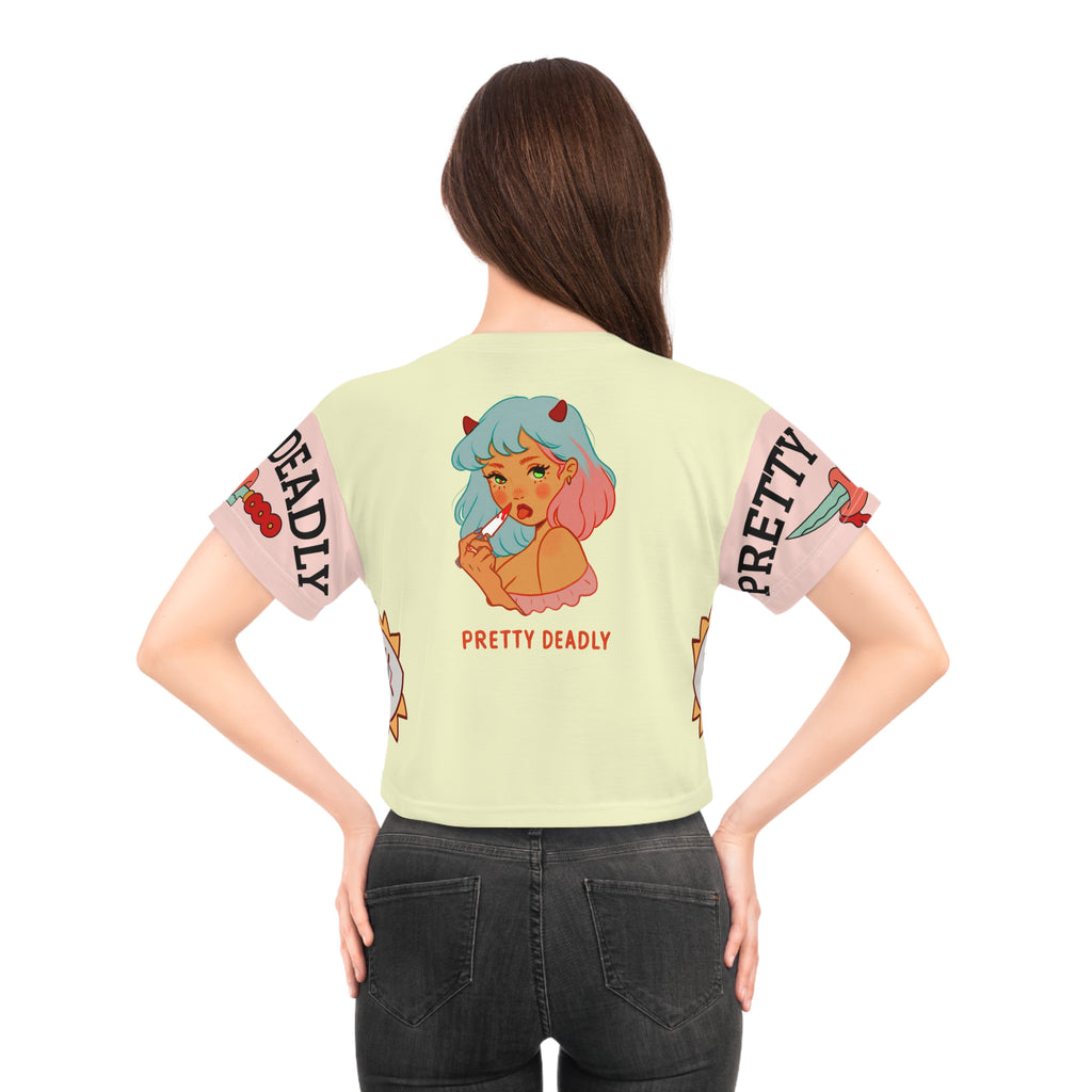 Copy of Pretty Deadly Crop Tee — Cute Devil Girl Graphic AOP
