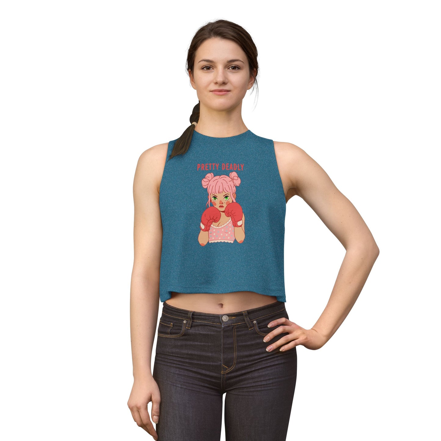 Pretty Deadly Women's Crop Top — Cute Pink Boxer Graphic Tank